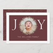 クリスマス写真ジョイ水の色リースバーガンディーレッド (正面/裏面)