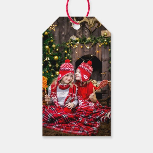クリスマス写真テンプレートギフトラベル ギフトタグ (正面)