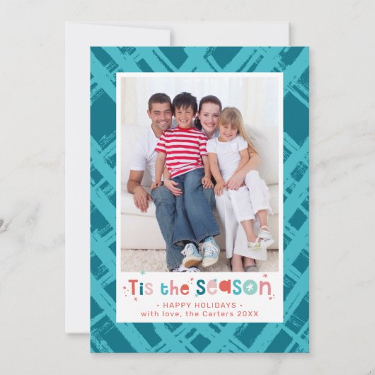 クリスマス写真ファミリーこの季節の引用文 シーズンカード (正面)