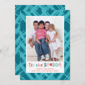 クリスマス写真ファミリーこの季節の引用文 シーズンカード (正面/裏面)