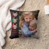 クリスマス写真ホホホホー漫画トナカイ黒 クッション (ブランケット)