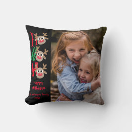 クリスマス写真ホホホホー漫画トナカイ黒 クッション