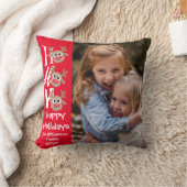 クリスマス写真ホホホホー漫画トナカイ黒 クッション (ブランケット)