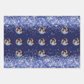 クリスマス写真ホワイトネイビーブルー紙吹雪 ラッピングペーパーシート (正面2)