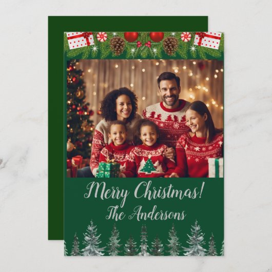 クリスマス写真メリークリスマス！クリスマスカード 招待状 (正面/裏面)
