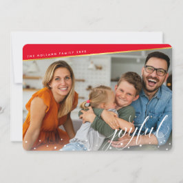 クリスマス写真モダン書の赤金ゴールド シーズンカード