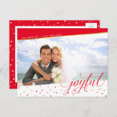 クリスマス写真モダン書の赤金ゴールド シーズンポストカード (正面/裏面)