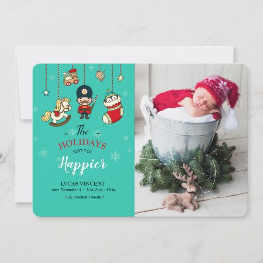 クリスマス写真出生発表 招待状 (正面)