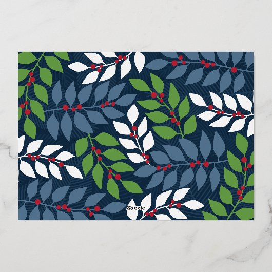 クリスマス写真水平ラッキーメリークリスマス 箔シーズンカード (裏面)