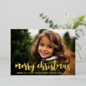 クリスマス写真水平植物性クリスマス 箔シーズンカード (立ち正面)
