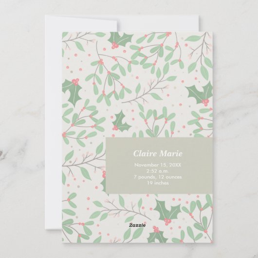 クリスマス写真誕生のお知らせ シーズンカード (裏面)