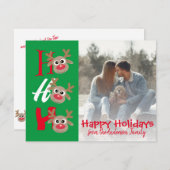 クリスマス写真 ホーホーホー カートゥーントナカイ グリーン シーズンカード (正面/裏面)