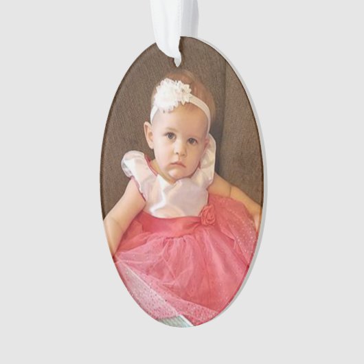 クリスマス写真、名前と年のオーナメント記念 オーナメント (正面)