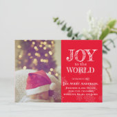クリスマス写真Joy to the Worldベビー発表 招待状 (スタンド正面)