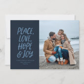 クリスマス写真peace love hope navy type シーズンカード (正面)