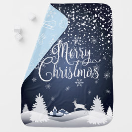 クリスマス冬おとぎ話ファンタジー雪の家芸 ベビー ブランケット