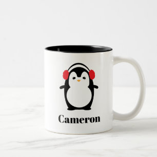 クリスマス冬かわいいペンギンパーソナライズされたマグ ツートーンマグカップ