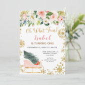 クリスマス冬そりOH Whatおもしろいファースト誕生日 招待状 (スタンド正面)