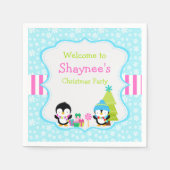 クリスマス冬のかわいいペンギン スタンダードカクテルナプキン (正面)