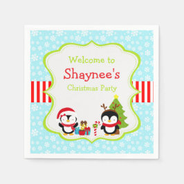 クリスマス冬のかわいいペンギン スタンダードカクテルナプキン