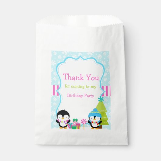 クリスマス冬のかわいいペンギン フェイバーバッグ (正面)