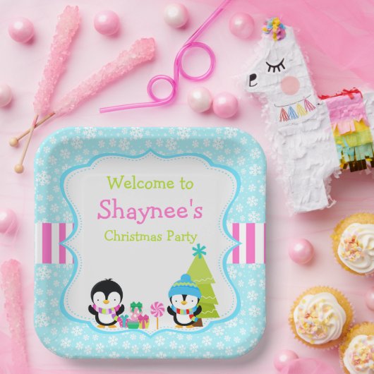 クリスマス冬のかわいいペンギン ペーパープレート (パーティー)