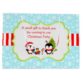 クリスマス冬のかわいいペンギン ラージペーパーバッグ (裏面)