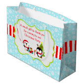 クリスマス冬のかわいいペンギン ラージペーパーバッグ (裏面アングル)