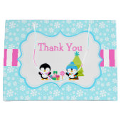 クリスマス冬のかわいいペンギン ラージペーパーバッグ (正面)