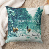 クリスマス冬のトナカイの森 クッション (ブランケット)