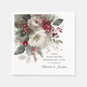 クリスマス冬のフローラバイブル結婚クリスチャン スタンダードカクテルナプキン (正面)