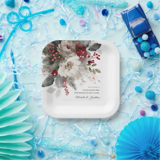 クリスマス冬のフローラバイブル結婚クリスチャン ペーパープレート (パーティー)