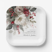 クリスマス冬のフローラバイブル結婚クリスチャン ペーパープレート (正面)