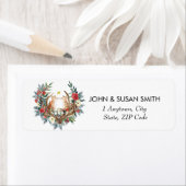 クリスマス冬のフローラフォックス差出人住所ラベル ラベル (インサイチュ)