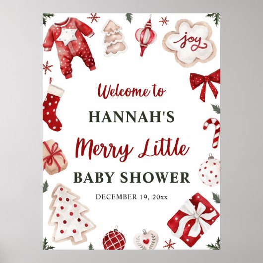 クリスマス冬のメリー小さな赤ちゃんシャワーへようこそ ポスター (正面)