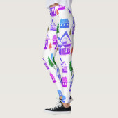 クリスマス冬の写真ピンク紫の紫色の家 レギンス (左)