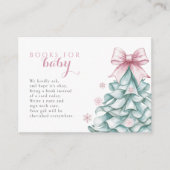 クリスマス冬の女の子の赤ちゃんシャワー本ベビー エンクロージャーカード (正面)