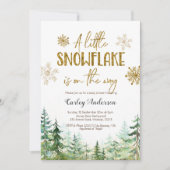クリスマス冬の森の雪片が近づいている 招待状 (正面)