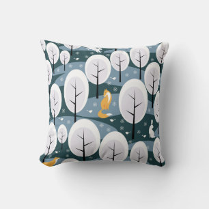 クリスマス冬の森：動物のシームレスなパターン クッション