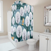 クリスマス冬の森:動物のシームレスなパターン シャワーカーテン (インサイチュ)