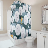 クリスマス冬の森:動物のシームレスなパターン シャワーカーテン (インサイチュ)