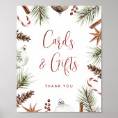 クリスマス冬の素朴ブライダルシャワーカードギフト ポスター (正面)