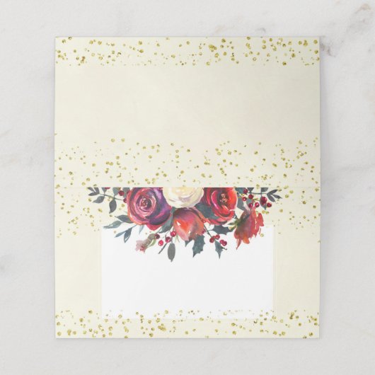 クリスマス冬の結婚式の休日座席表ホリー プレイスカード (外部開封)