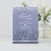 クリスマス冬の結婚式の木のアートの返信カード 出欠カード (スタンド正面)