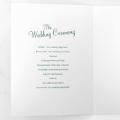 クリスマス冬の結婚式の木の湖の緑のグレーアート 三つ折りプログラム (内部最初)