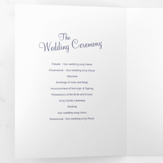 クリスマス冬の結婚式の木レイクブルーアート 三つ折りプログラム (内部最初)