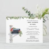 クリスマス冬の緑の郵便箱シャワーメール 招待状 (スタンド正面)