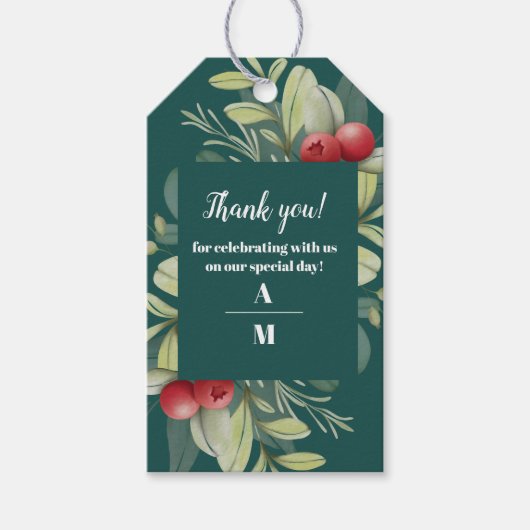 クリスマス冬の緑結婚園 ギフトタグ (正面)