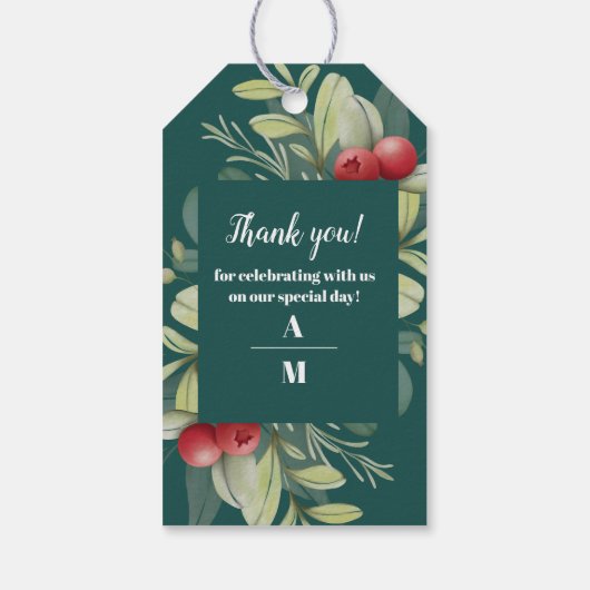 クリスマス冬の緑結婚園 ギフトタグ (裏面)