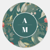 クリスマス冬の緑結婚園 ラウンドシール (正面)